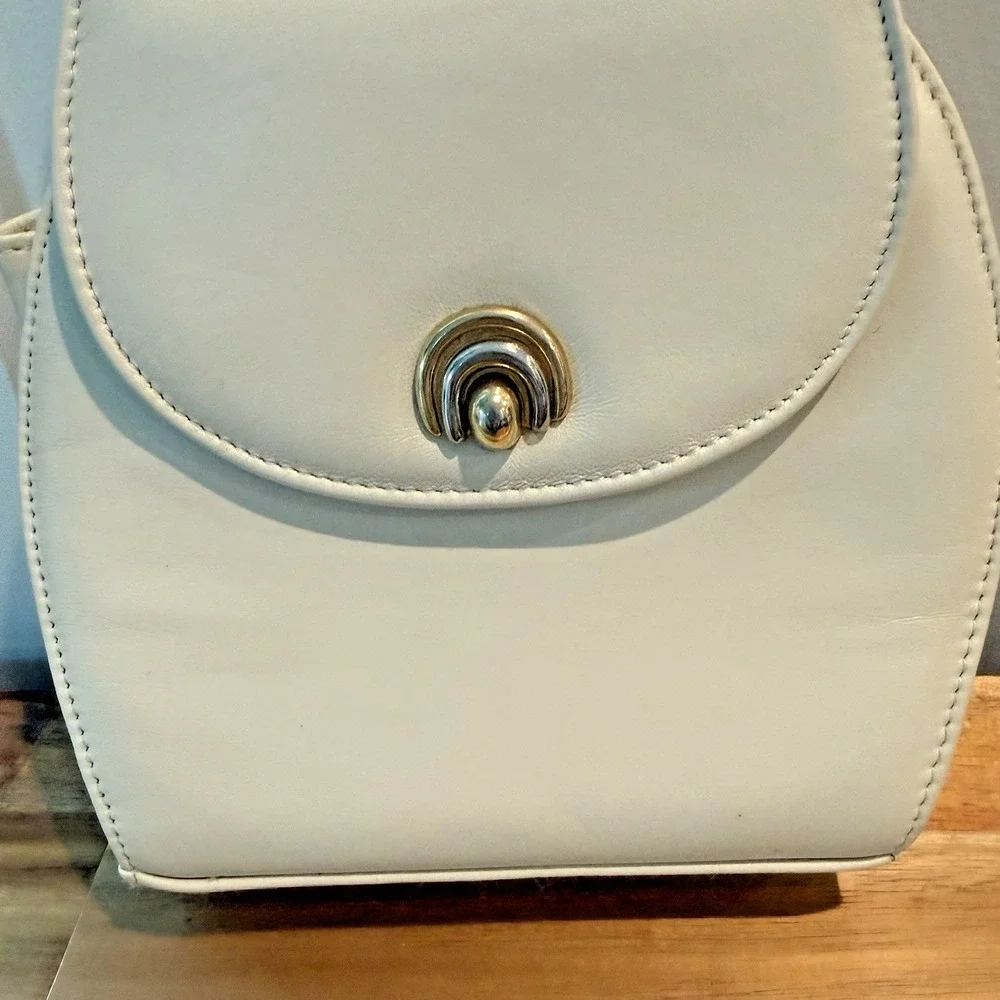 Vtg Jennifer Moore Ivory Structured Top Handle Handbag Y2K Coquette Preppy Lux